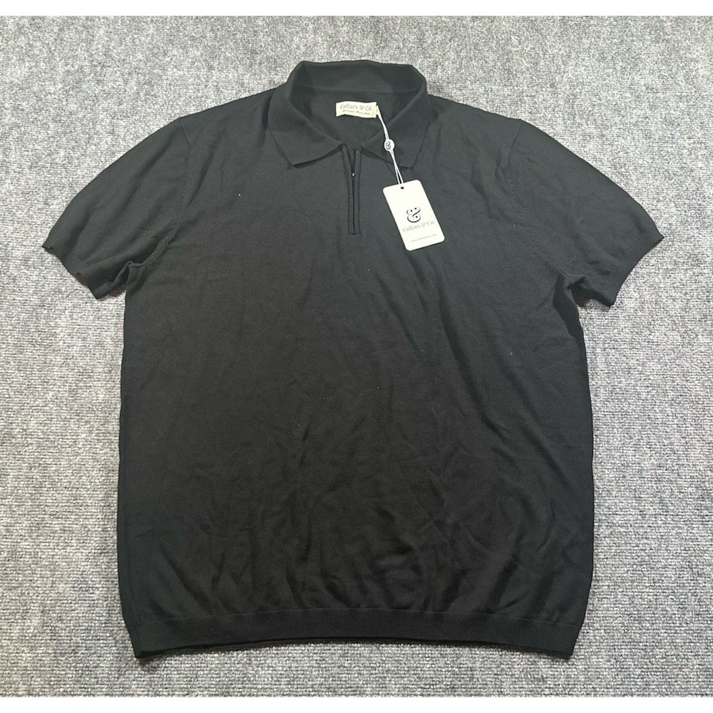 Collars & Co Men's XXL Black 1/4 Zip Australian Merino Wool NWT